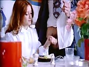 Retro Teacher gets jerked off by hot redheaded student